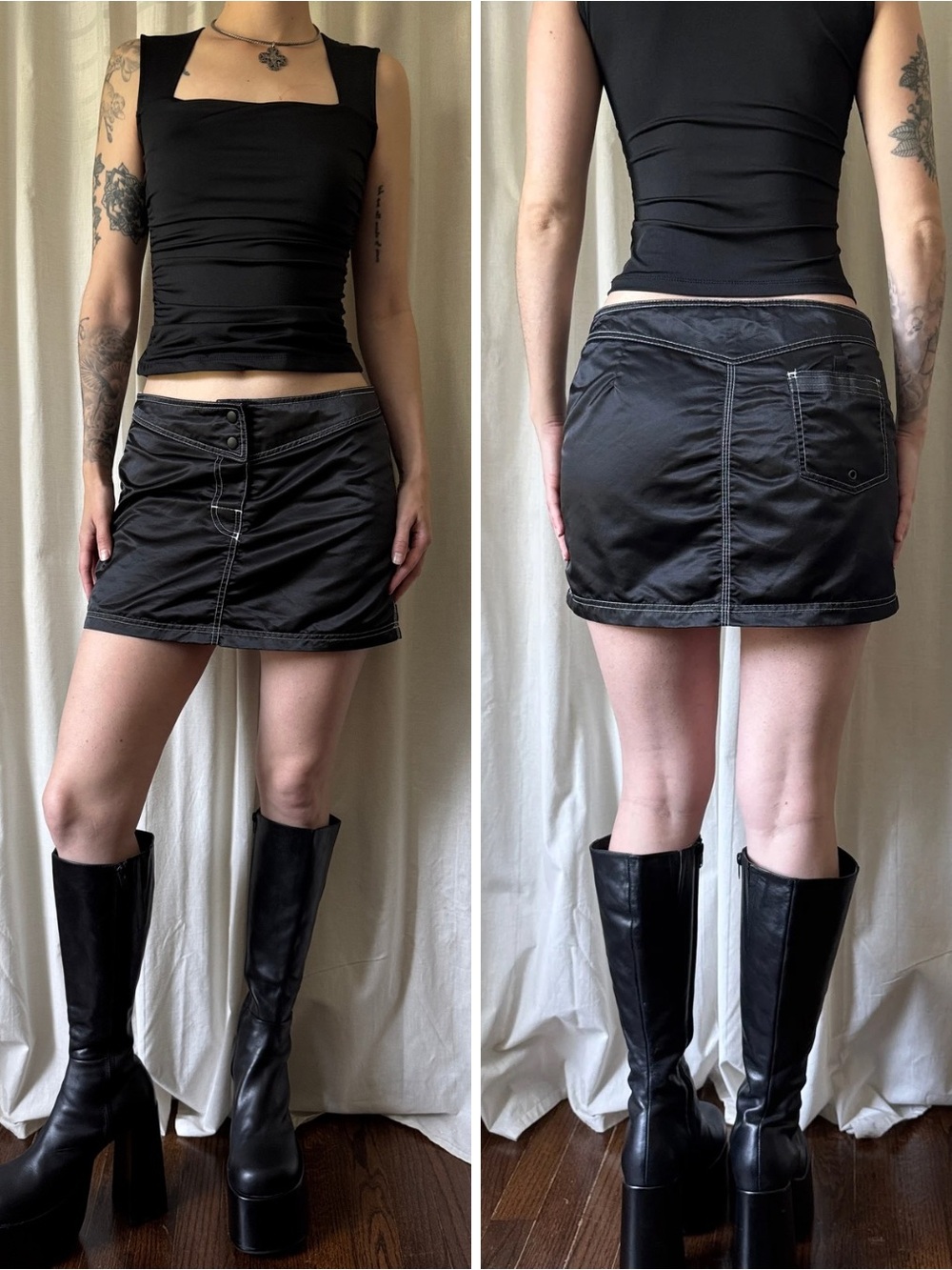 Vintage Surf Soul Outfitters Black Low Rise Mini Skirt | Y2K Clubwear
